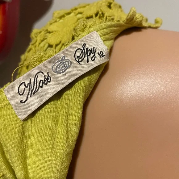 Moss & Spy Womens Lime Cotton Lace Sleeveless Dress Size 12 - Picture 4 of 5